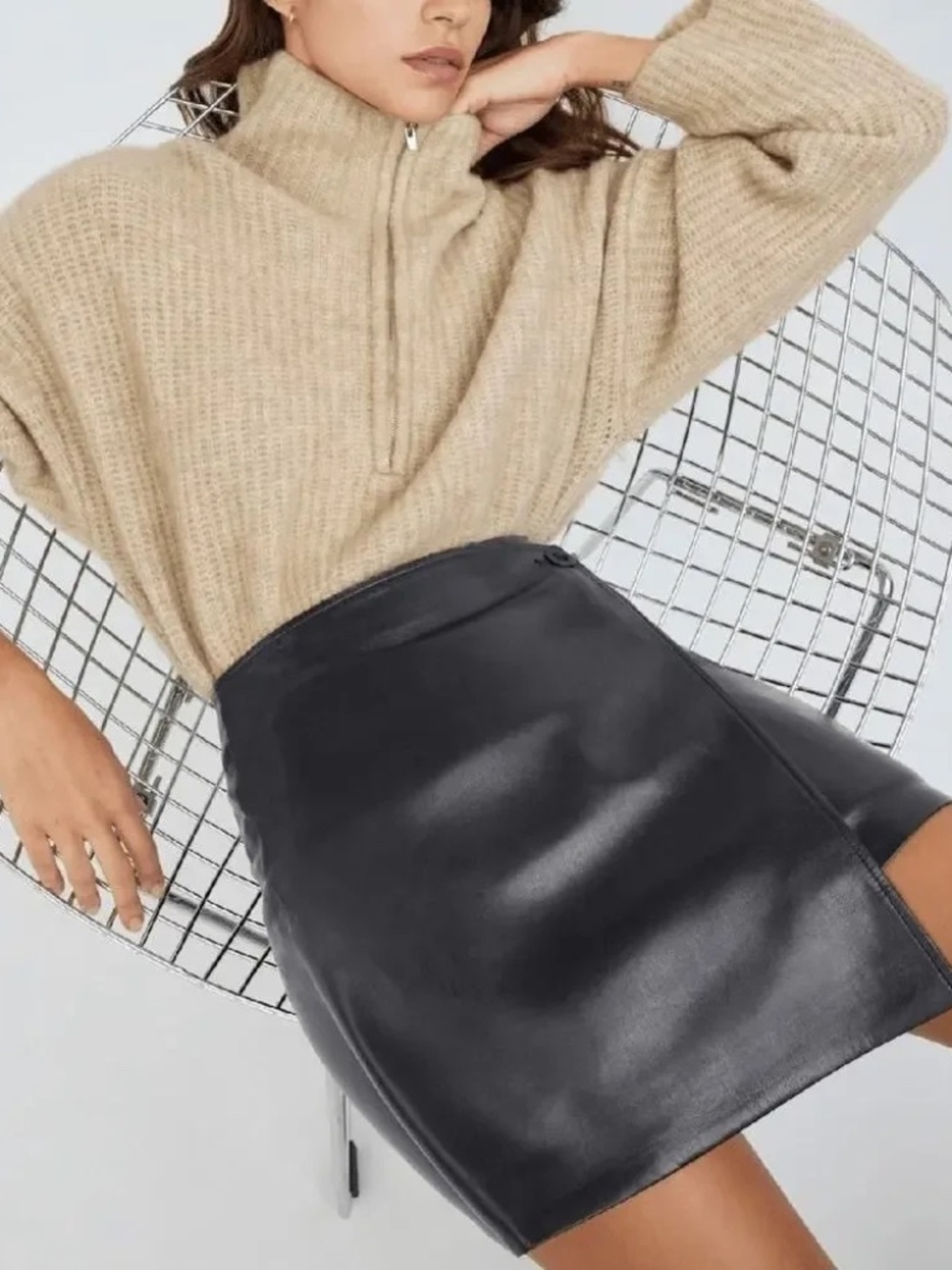 Aritzia Babaton Vicinity Vegan Leather Wrap Mini Skirt Size 4